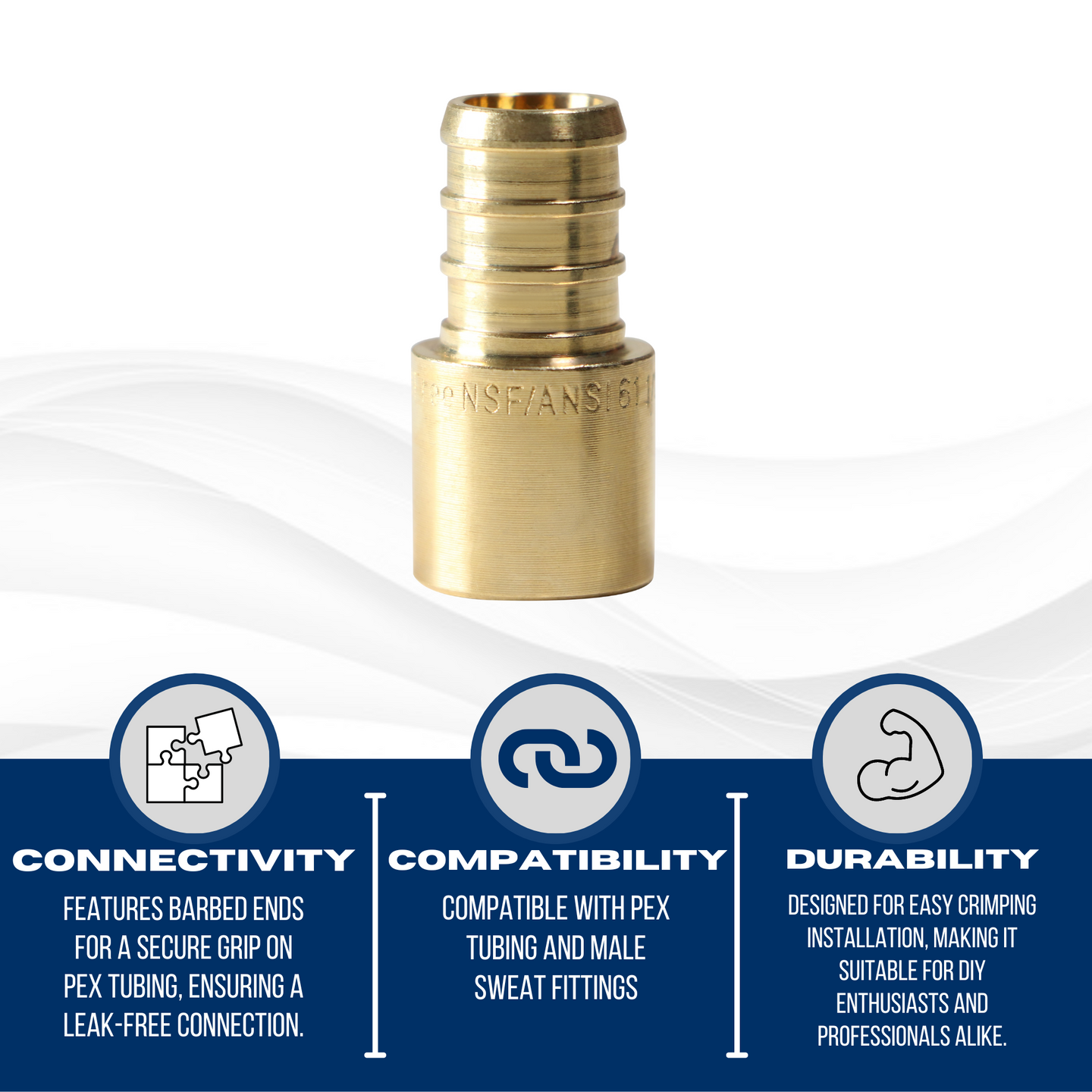 3/4 inch PEX-B Barb x 3/4 inch Male Sweat Adapter