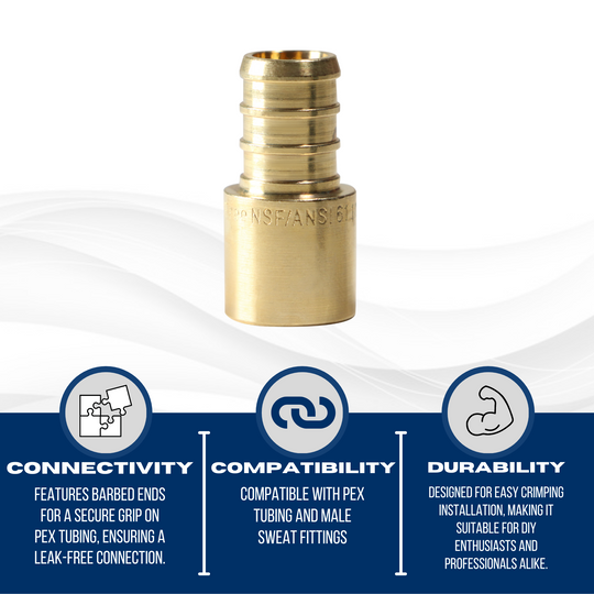 3/4 inch PEX-B Barb x 3/4 inch Male Sweat Adapter