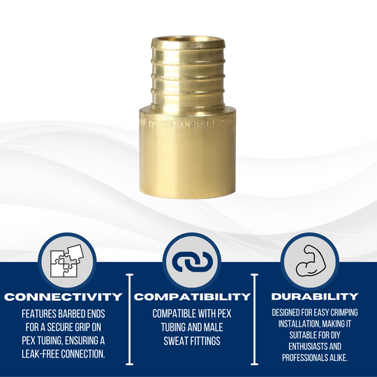 1 inch PEX-B Barb x 1 inch Male Sweat Adapter