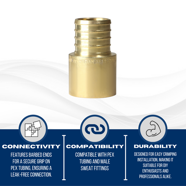 1 inch PEX-B Barb x 1 inch Male Sweat Adapter