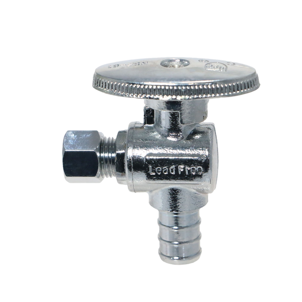 1/4 Inch OD Compression x 1/2 Inch PEX-B Barb Angle Valve