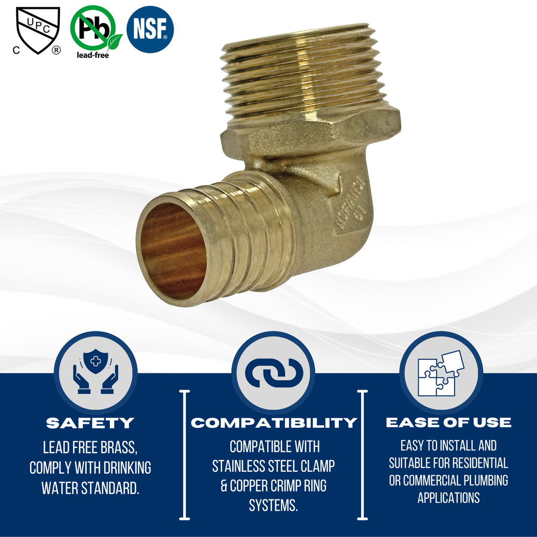 1 inch PEX-B Barb x 1 inch MNPT Elbow