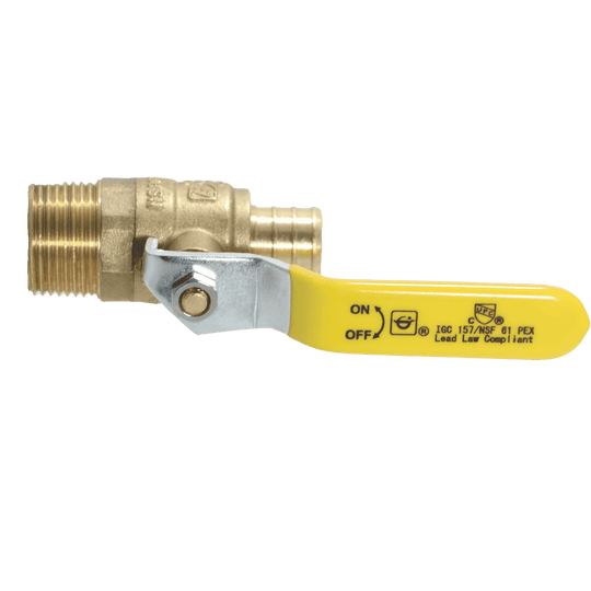 3/4 inch PEX-B Barb x 3/4 inch Male Ball Valve