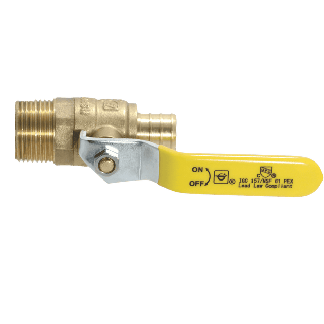 3/4 inch PEX-B Barb x 3/4 inch Male Ball Valve