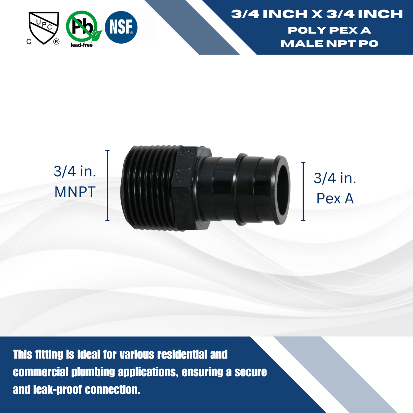 3/4 Inch Poly Alloy Pex-A Expansion Male Adapter