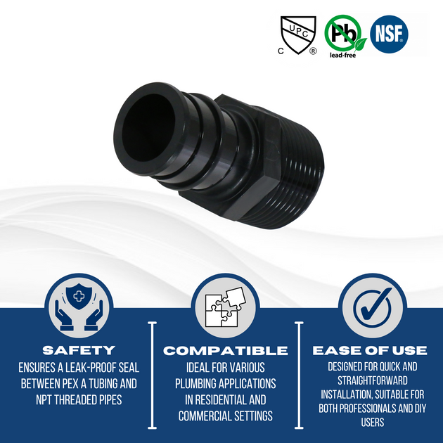 3/4 Inch Poly Alloy Pex-A Expansion Male Adapter