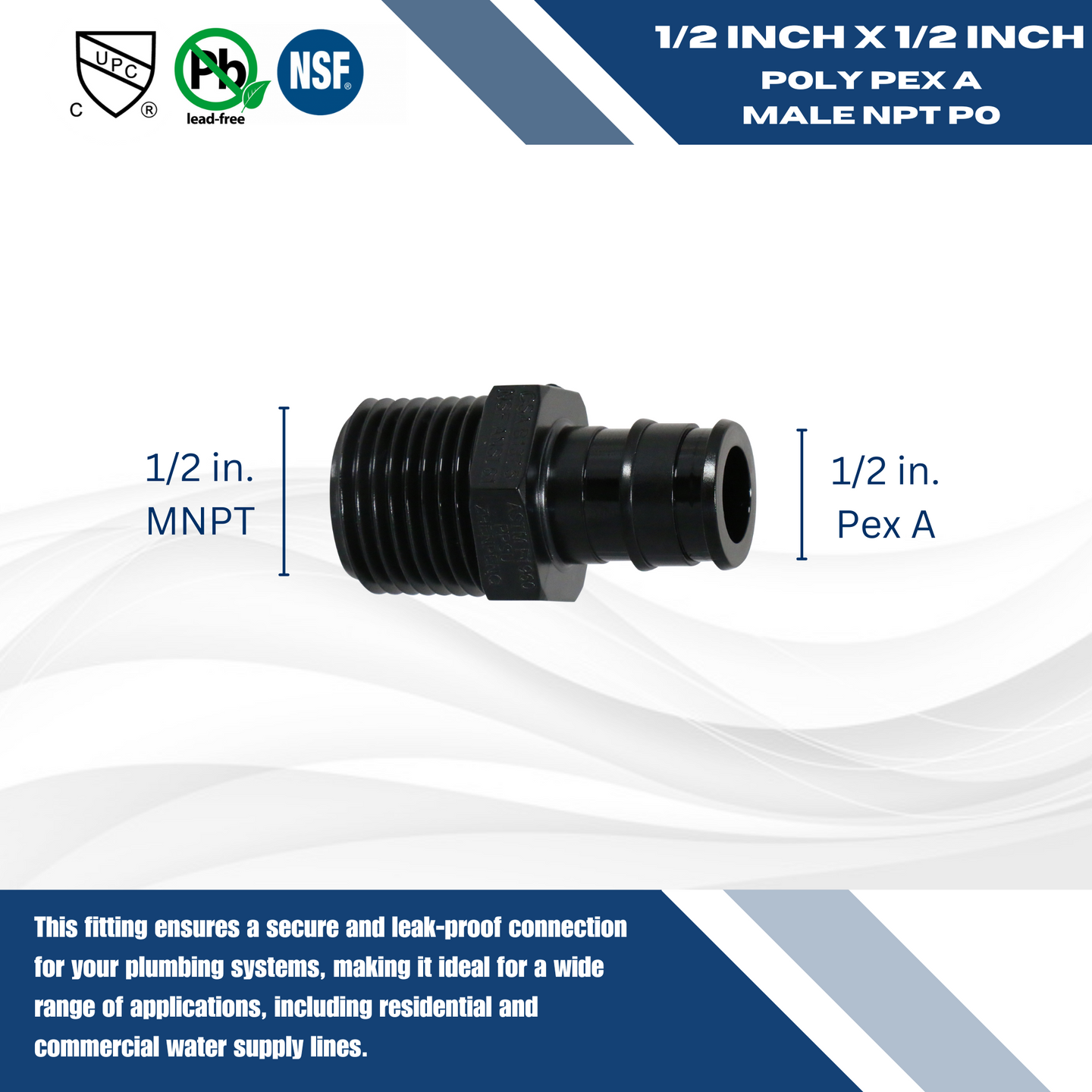 1/2 Inch Poly Alloy Pex-A Expansion Male Adapter