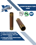 1/2 in x 4-1/2 in Red Brass Nipple
