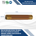 1/2 in x 5 in Red Brass Nipple