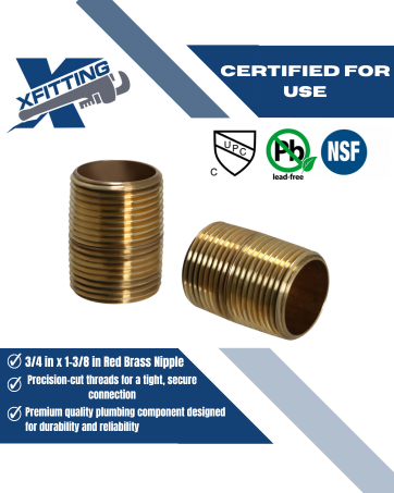 3/4 in x 1-3/8 in Red Brass Nipple