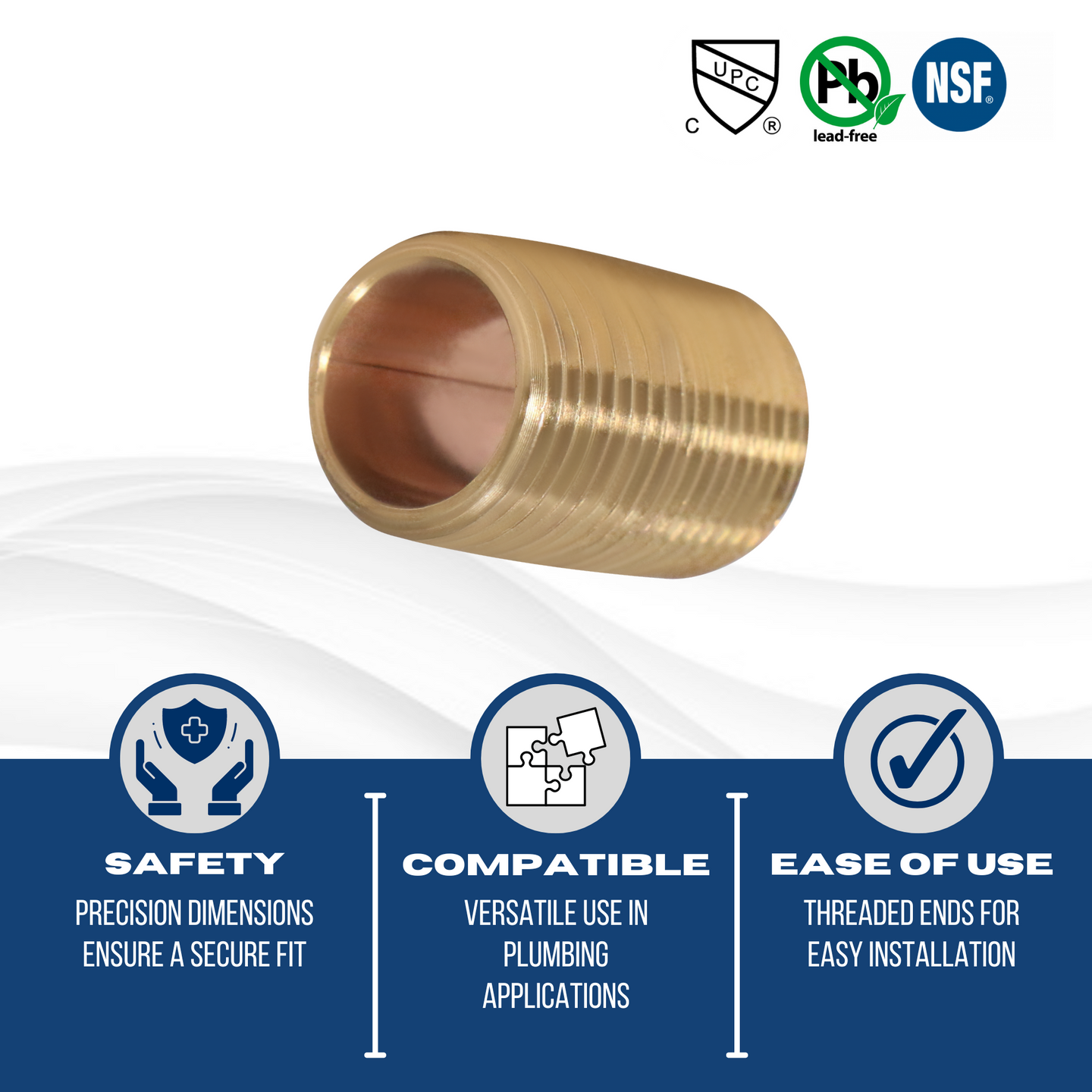 3/8 in x 1 in Red Brass Nipple