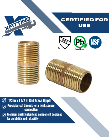 1/2 in X 1-1/2 in Red Brass Nipple