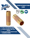 Red Brass Nipple | 1/2 in x 2-1/2 in
