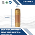 Red Brass Nipple | 1/2 in x 2-1/2 in