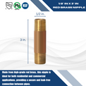 1/2 in x 3 in Red Brass Nipple