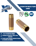 1 in x 4 in Red Brass Nipple