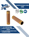 1 in x 5 in Red Brass Nipple