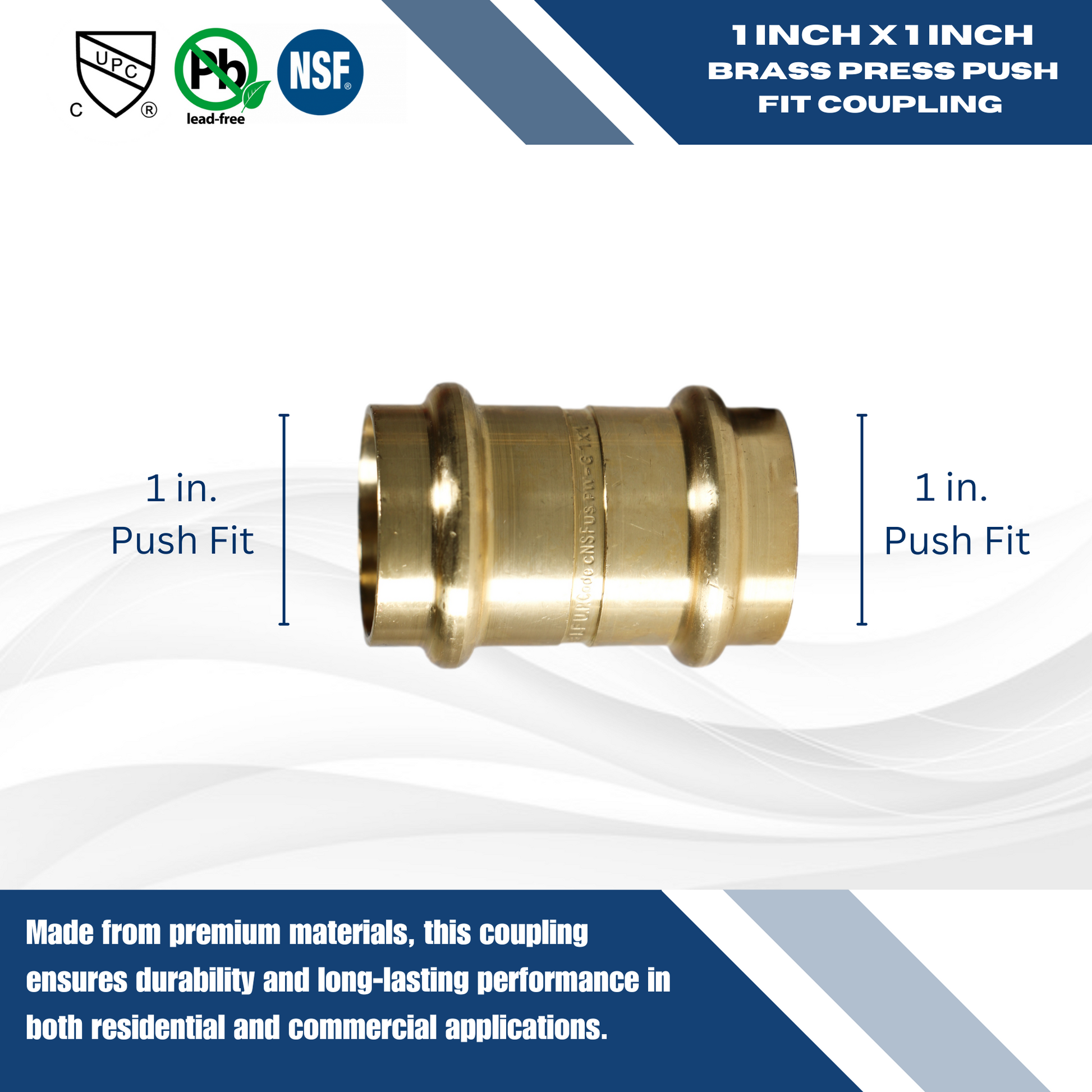  Measuring 1 in x 1 in Press Coupling, Brass Specifically 