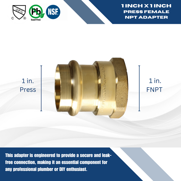 1 Inch Press x 1 Inch Female NPT Adapter