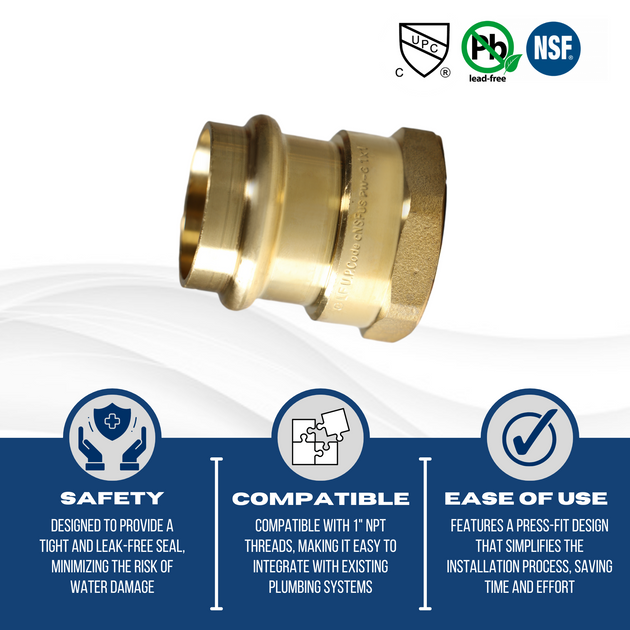 1 Inch Press x 1 Inch Female NPT Adapter