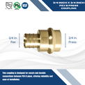 3/4 inch PEX-B Barb Crimp x 3/4 inch Press Coupling