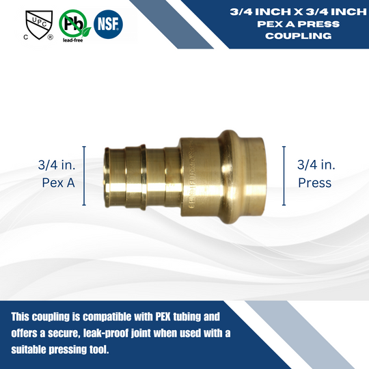 3/4 Inch Pex-A Expansion x 3/4 Inch Press Coupling