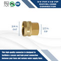 3/4 Inch FHT x 1/2 Inch FIP Swivel Hose Connector