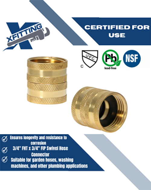 3/4 Inch FHT x 3/4 Inch FHT Swivel Hose Connector