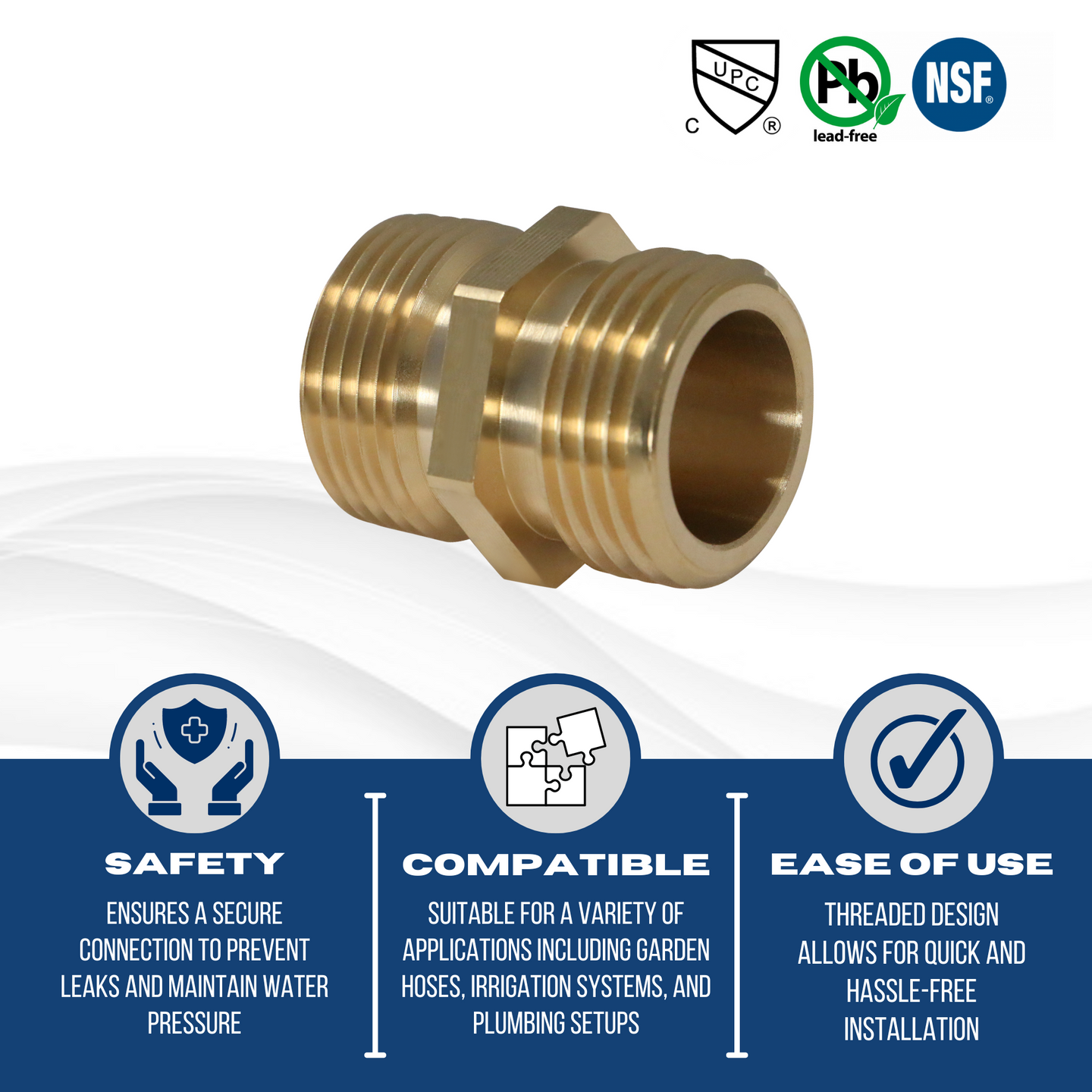 3/4 Inch MHT x 3/4 Inch MIP Hose-to-Pipe Adapter