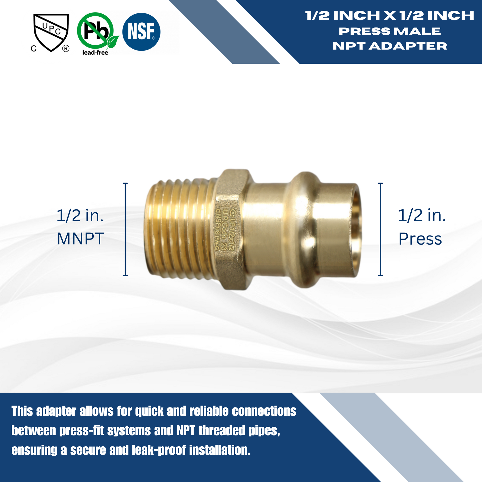 Brass Press MNPT Coupling Measuring 3/4 in x 3/4 in Male MNPT Brass Press Coupling Specifically Male MNPT Brass Coupling
