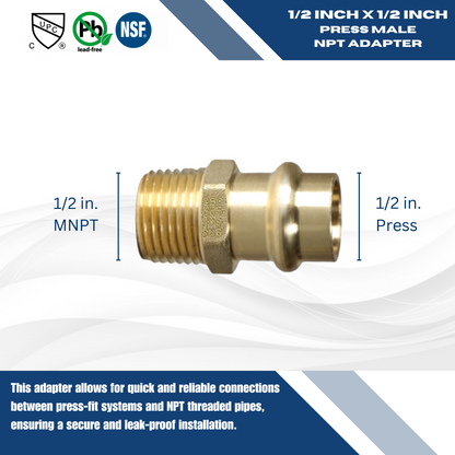 Brass Press MNPT Coupling Measuring 3/4 in x 3/4 in Male MNPT Brass Press Coupling Specifically Male MNPT Brass Coupling