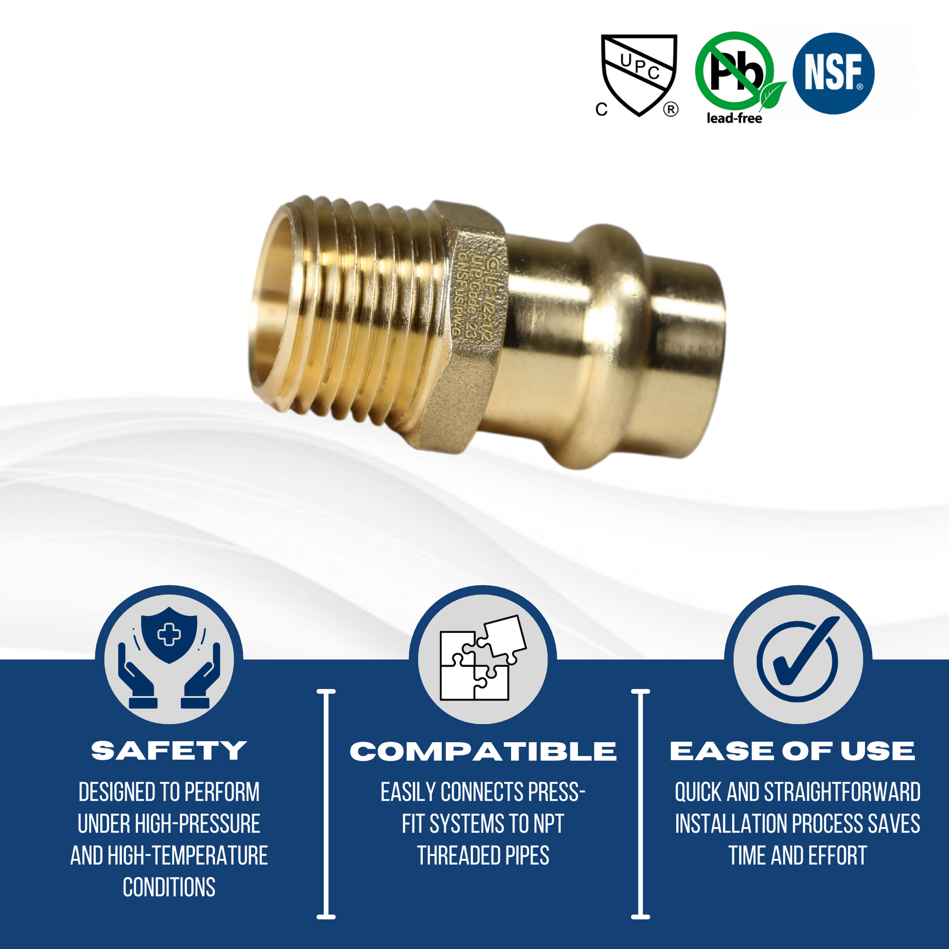 Brass Press MNPT Coupling Measuring 3/4 in x 3/4 in Male MNPT Brass Press Coupling Specifically Male MNPT Brass Coupling