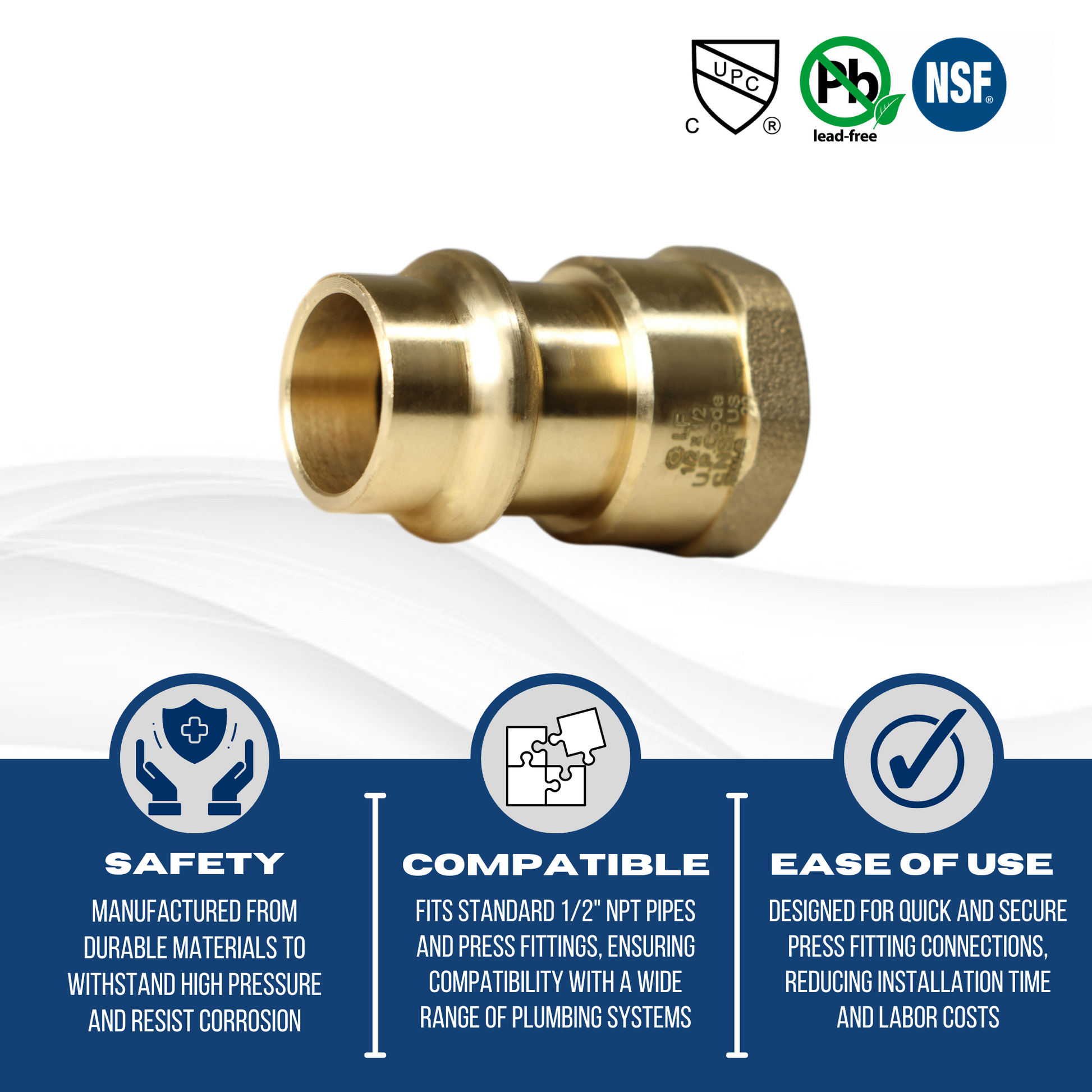 Measuring 3/4 Inch Press x 3/4 Inch Female NPT Adapter Specifically