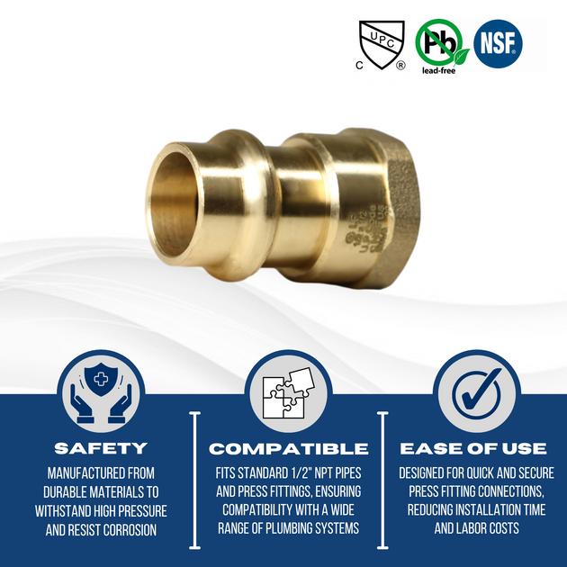 1/2 Press Inch x 1/2 Inch Female NPT Adapter