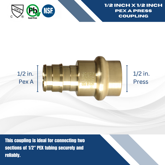 1/2 Inch Pex-A Expansion x 1/2 Inch Press Coupling