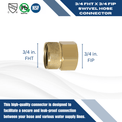 3/4 Inch FHT x 3/4 Inch FIP Swivel Hose Connector