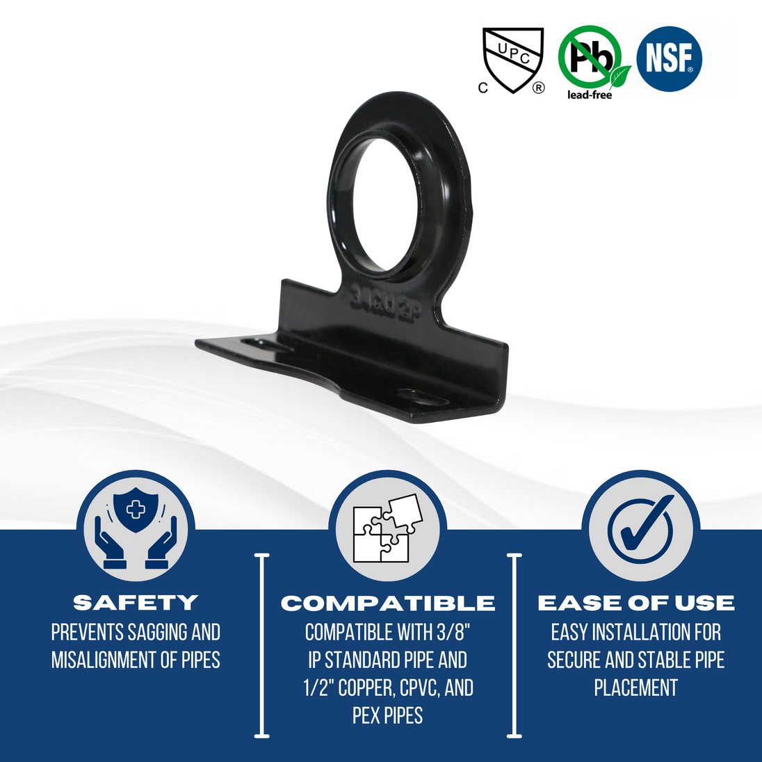 3/8 in. - 1/2 in. Pipe Stay for Standard Pipe, Copper, CPVC and Pex Pipes