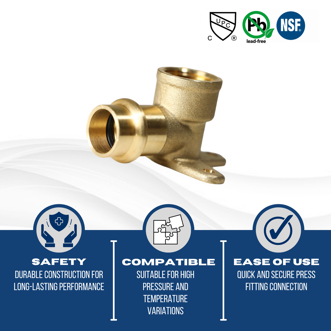 1/2 Inch Press X 1/2 FPT with 3 Ear Elbow