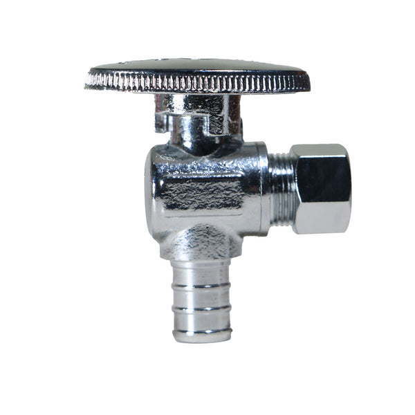 3/8 Inch OD Compression x 1/2 Inch PEX-B Barb Angle Valve