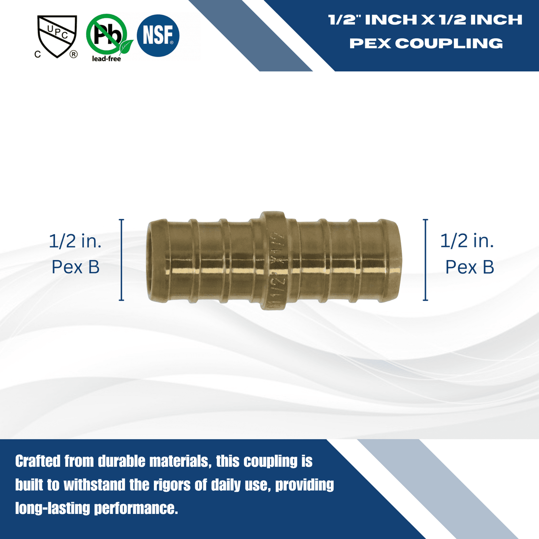 1/2 Inch PEX-B Barb Coupling