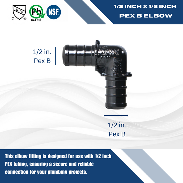 1/2 Inch PEX-B Barb Crimp Poly Alloy Elbow