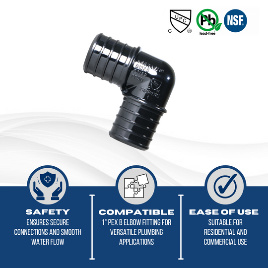 1 Inch PEX-B Barb Crimp Poly Alloy Elbow