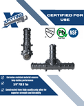 3/8 Inch PEX-B Barb Crimp Poly Alloy Tee