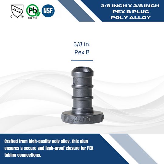 3/8 Inch PEX-B Barb Crimp Poly Alloy Plug