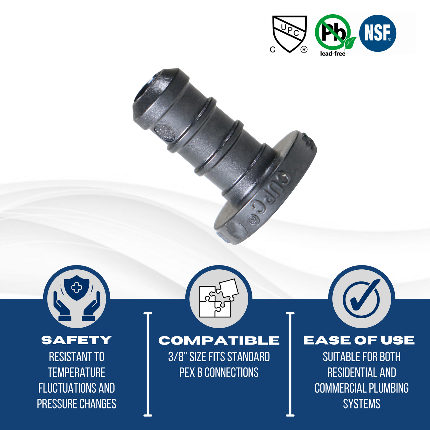 3/8 Inch PEX-B Barb Crimp Poly Alloy Plug