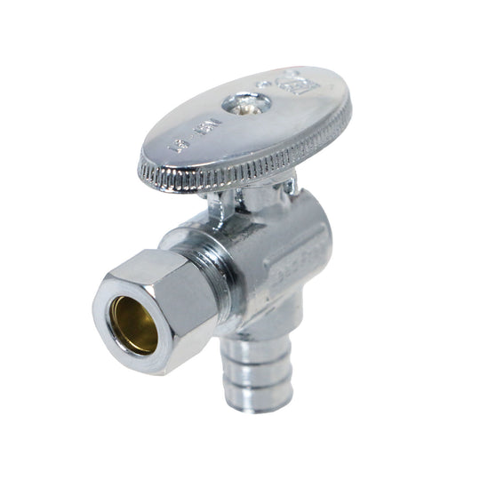 3/8 Inch OD Compression x 1/2 Inch PEX-B Barb Angle Valve