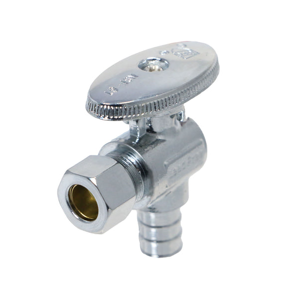 3/8 Inch OD Compression x 1/2 Inch PEX-B Barb Angle Valve