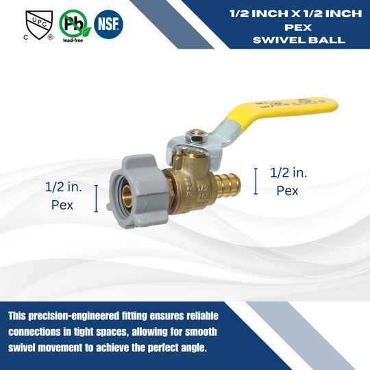 PEX-B Barb Crimp Swivel Ball Valve