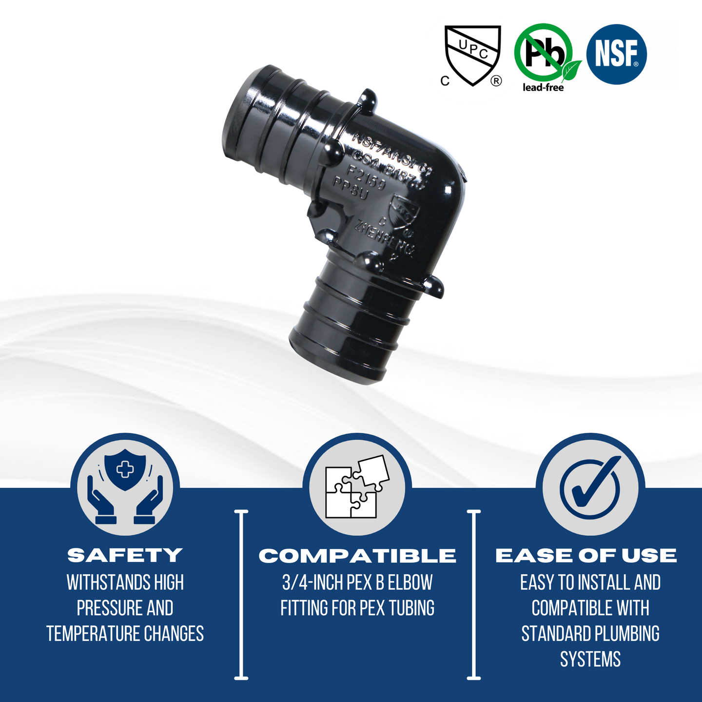 3/4 Inch PEX-B Barb Crimp Poly Alloy Elbow