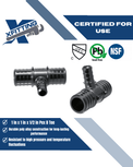 1 Inch X 1 Inch X 1/2 Inch PEX-B Barb Crimp Poly Alloy Tee